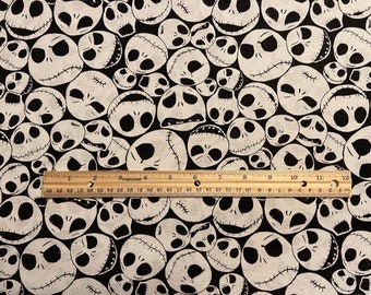 Jack Skellington Fabric, Jack Skellington, Jack faces, Fat Quarter 18" x 22", Yard 36" x 44", 100% cotton, Quilting Cotton