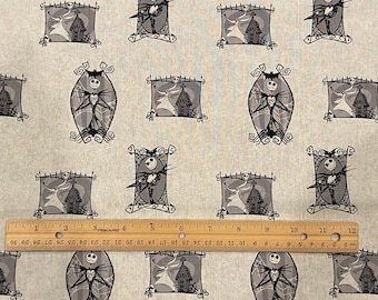 Jack Skellington Fabric, Zero Fabric, FRAMED, 100% cotton, Quilting Cotton, Fat Quarter 18" x 22"