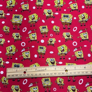Sponge Bob Fabric, Sponge Bob Square Pants Fabric, Quilting Cotton, Fat Quarter 18" x 22", Yard 36" x 44", Remnant 36" x 10"