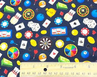 Casino Fabric, Games Fabric, Las Vegas Fabric, 100% cotton, Sold by Remnant 36L X 10W, Fat Quarter 18L X 22W, Yard 36" x 44"