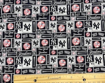 New York Yankees Fabric, Yankees Fabric, 100% cotton, Fat Quarter 18" x 22", Yard 36" x 44", Remnant 36" x 10"