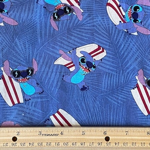 Stitch Fabric, Stitch on Surfboard,  Fat Quarter Fabric, 100% cotton, Quilting Cotton, Fat Quarters 18&quot; x 22&quot;, Yard 36&quot; x 44&quot;
