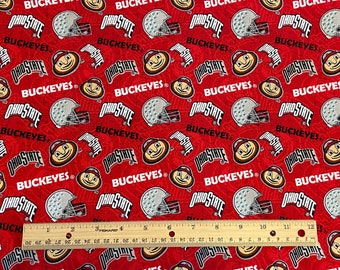 OSU Fabric, Ohio State Fabric, Brutus Fabric, 100% cotton, Quilting Cotton, **Sold by Remnant, FQ, 1/2 Yard, Yard**