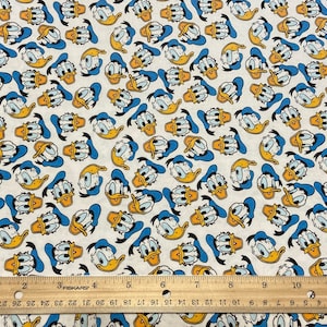 Donald Duck Fabric, Donald Duck Faces, 100% cotton, Quilting Cotton, Yard 36&quot;x44&quot;, Fat Quarter 18&quot; x 22&quot;, Remnant 36&quot;x10&quot;