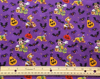 Mickey Halloween Fabric, Disney Halloween, Donald Duck Halloween, Pluto, Yard 36" x 44", Fat Quarter 18"L X 22"W, Remnant 36L" x 10"W