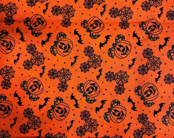 Mickey Halloween Fabric, Disney Halloween, Mickey Halloween, Mickey Mouse, Yard 36" x 44", Fat Quarter 18"L X 22"W, Remnant 36L" x 10"W