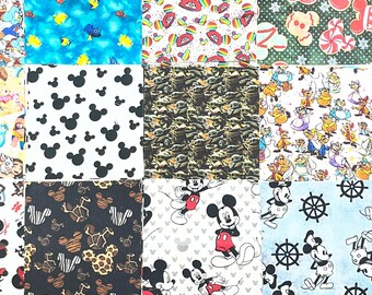 Disney Fabric, I Spy DISNEY 5" Charm Pack, DISNEY Fabric Precut, 100% Cotton, 2 each of 45 different designs, 90 pieces in total. Lot 49