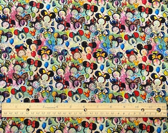 Disney Fabric, Mickey Fabric, Character Ears, Cream Background, 100% cotton, Fat Quarter 18" x 22", Yard 36" x 44", Remnant 36" x 10"