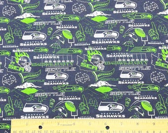 Seattle Seahawks Fabric, Seattle Seahawks,  100% cotton, Quilting Cotton, Fat Quarter 18" x 22", Yard 36" x 44", Remnant 36" x 10"