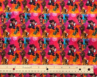 Disney Fabric, Mickey Cowboy Fabric, Minnie Western Fabric, Pluto Western Fabric, Quilting Cotton, Fat Quarters 18" x 22", Remnant 36" x 10"