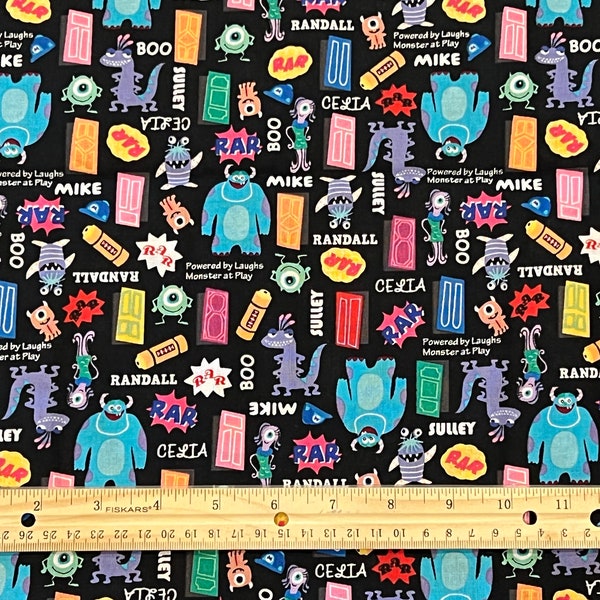 Monsters Inc Fabric, Mike Wazowski, Sully, Boo, Pixar Fabric, Fat Quarter Fabric, 100% cotton, Disney Fabric