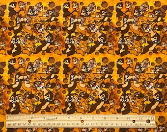 Chip and Dale Fabric, Disney Fabric, 100% cotton Fabric, Sold by Remnant 36L X 10W, and Fat Quarter 18L X 22W
