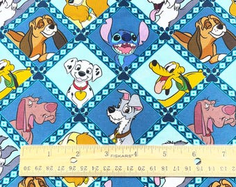 Disney Fabric, Disney Dogs Fabric, Royal BLUE Paw Prints, Background, Quilting Cotton, Fat Quarter 18L X 22W, Yard 36" x 44"