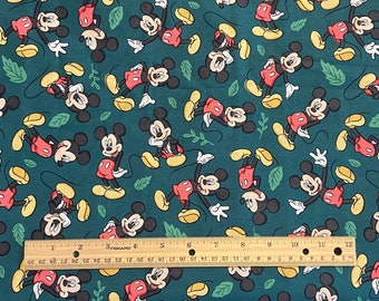 Mickey Fabric, Mickey FALL GREEN Fabric, Fat Quarter Fabric, 100% cotton, Quilting Cotton, Mickey Mouse Fabric,