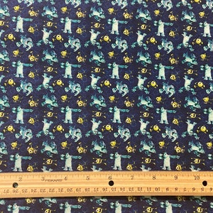 Monster Inc Fabric, Mike Wazowski, Sully, Pixar Fabric, Cotton *LOOK AT RULER* Small Print, Sold by Remnant 36L X 10W, Fat Quarter 18L X 22W