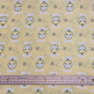 Tweety Fabric, Tweety Bird, Little Cutie, 100% cotton, Fat Quarter 18&quot; x 22&quot;, Remnant 36&quot; X 10&quot;, ** CLEARANCE**