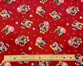 Mickey and Minnie Fabric, Paris, Travel, Love, Fat Quarter Fabric, 100% cotton, Quilting Cotton, Fat Quarters, Mickey Mouse Fabric,