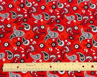 OSU Fabric, Ohio State Fabric, PAISLEY fabric, 100% cotton, Quilting Cotton, **Sold by Remnants, FQ, 1/2 Yard, Yard**