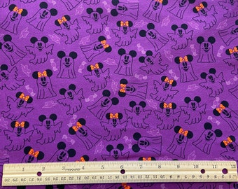 Disney Fabric, Mickey Halloween Fabric,  Mickey Ghosts Fabric, Minnie Ghosts, Fat Quarter 18" x 22", Remnant 36" x 10"