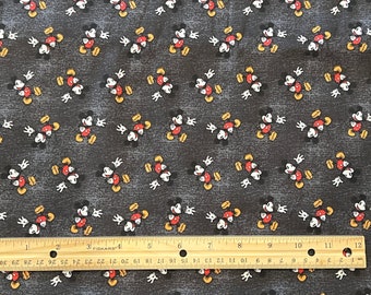 Mickey Fabric, Mickey Body Fabric, Happy Mickey Fabric, Black Background, Fat Quarter Fabric, Fat Quarters, Cotton.