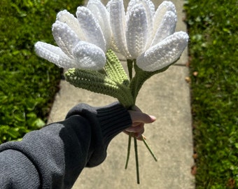 Handmade Crochet Open Tulip Flower Bouquet | Different Color Options Available