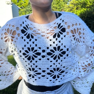 Crochet Floral Lace Sweater | Different Color Options Available