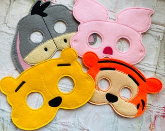 Handmade Pooh and Friends Felt Face Masks