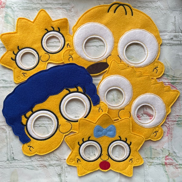 Handmade Bart and Family felt face masks