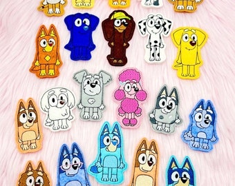 Handmade Bluey dog and friends finger puppets playset