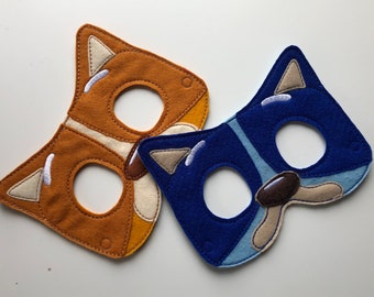 Handmade Blue dog and family inspired felt face mask