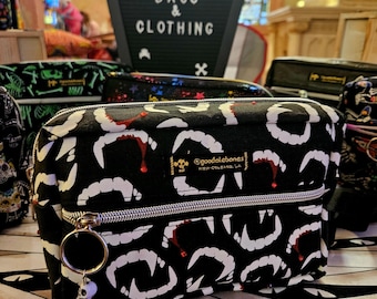 Handmade Vampire fangs fanny pack, crossbody bag, spooky! Goth, horror, punk!