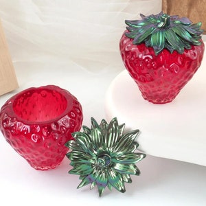 Erdbeere Aufbewahrungsbox Silikonform Glas mit Deckel Form Obst Form Schmuckschatulle Ring Schmuck Aufbewahrungsbox Epoxidharz Glasform DIY
