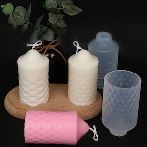 MILIVIXAY 4pcs Plastic Candle Molds for Candle Making - Including Pillar Mold, Cylinder Mold, Spiral Shape Cylinder Mold and Сylinder RI