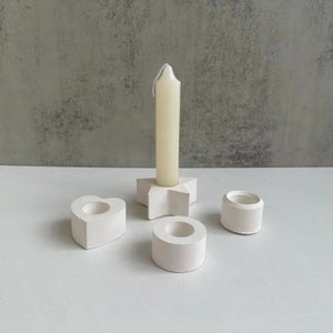 Heart Star Round Candle Holder Mold Little Holder Silicone Mold Candlestick Mold Concrete Mold Plaster Mold Epoxy Resin Mold DIY Molds