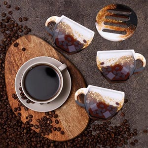 Silikonform för kaffekopp, kaffekoppunderlägg, muggunderläggsset, form för kaffe, citronskivor, sommar kvicksandshaker, hartsform, gör-det-själv
