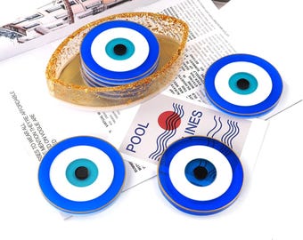 Evil Eye Coaster set siliconen mal Nazar Boncuk Coaster siliconen mal Blue Eye Coaster Mold Coaster houder en 4-delige onderzetter mallen DIY