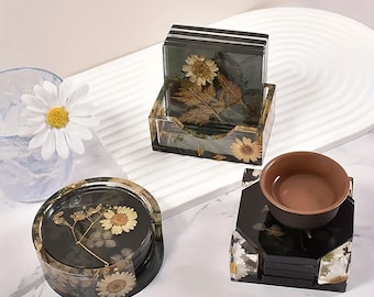 Round Square Octagonal Coaster Mold with Holder Mold Coaster Set Silicone Mold Coaster and Coaster Holder Mold Epoxy Resin Dish Plate Mold