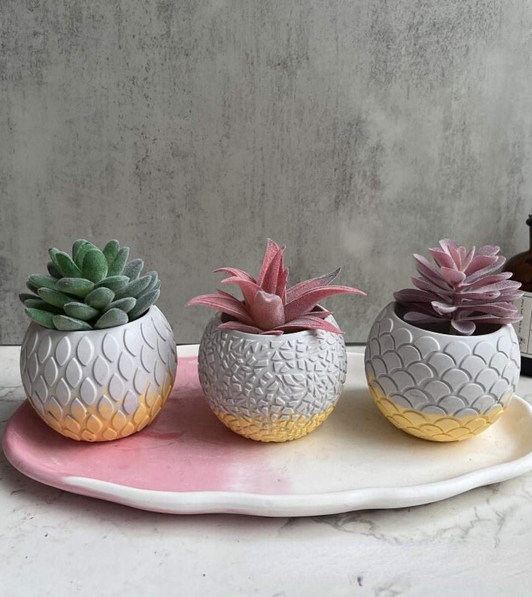 Fish Scale Round Flower Pot Mold Silicone Mold Concrete Mold Plaster ...