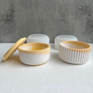 Round Striped Storage Box Bowl Silicone Mold Concrete Mold Plaster Mold Jewelry Molds Epoxy Resin Flower Pot Mold DIY and More Molds