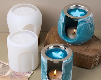 Nordic Pot Tealight Holder Silicone Mold Concrete Candle Holder Mold Essential Oil Burner Mold Wax Melt Burner Mold Plaster Mold DIY Molds