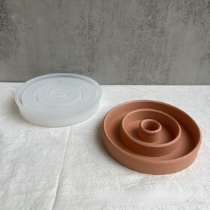 Round Candle Holder Tray Mold Round Holder Silicone Mold Candlestick Mold Circle Concrete Mold Plaster Mold Epoxy Resin Mold DIY Molds