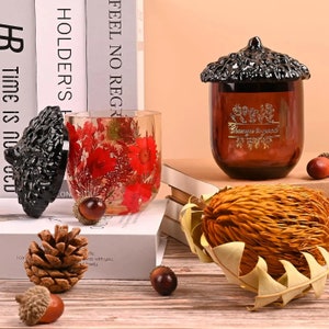 Acorn Pine Cone Storage Box Silicone Mold Jar with Lid Mold Acorn Concrete Mold Plaster Mold Epoxy Resin Flower Pot Mold DIY