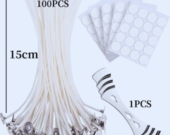 DIY Candle Making Kit Candle Wicks Cotton Candle Wick Candle Flakes Centering Device Wooden Sticks Sticker Candle Making