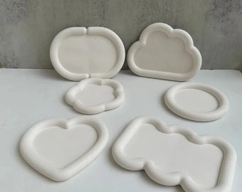 Cloud Round Heart Tray Mold Silicone Mold Concrete Mold Plaster Tray Silicone Mold Jewelry Tray Molds Epoxy Resin Dish Plate Mold DIY