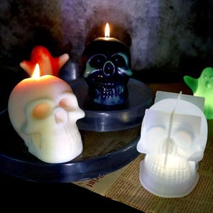 Skull Silicone Mold Halloween Skull Concrete Mold Plaster Mold 3D Skull Candle Mold Skull Decorative Mold Epoxy Resin Skull Mold DIY