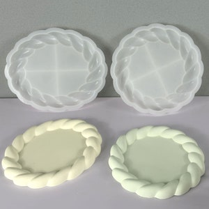 Oval Round Twisted Tray Mold Silicone Mold Concrete Mold Plaster Tray Silicone Mold Jewelry Tray Molds Epoxy Resin Dish Plate Mold DIY