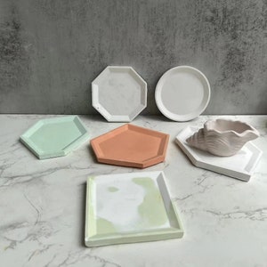 Square Round Octagon Tray Mold Silicone Mold Concrete Mold Plaster Tray Silicone Mold Jewelry Tray Molds Epoxy Resin Dish Plate Mold DIY