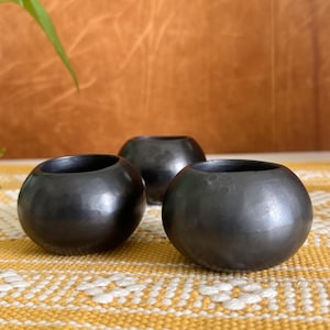 Barro Negro Shot Glass Set of 3 - Black Clay - Mexican Shot Glass - Oaxacan Home Decor - Artisanal Drinkware - Barware - Ceramics