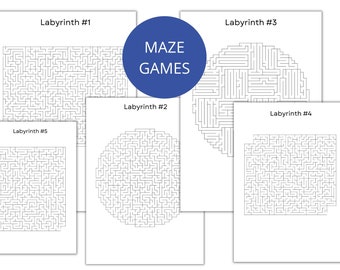 Maze games for adults, teens, Labyrinth game bundle, Family games, Maze worksheets, Printable maze games