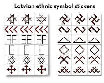 Latvian Symbols Auseklis Usins Akas Saulite Watercolor - Etsy